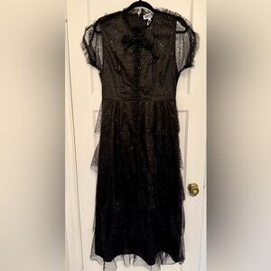 Elegant Black Layered Midi Dress